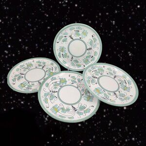 Los Reyes Peru Art Pottery Handmade Plate Dish Hand Painted 4 Set Peruvian 8”W